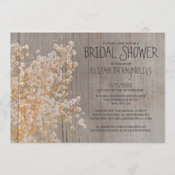 Rustic Baby's Breath Bridal Shower Invitations by topinvitations at Zazzle