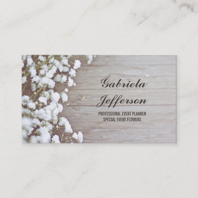 Rustic Baby's Breath Country Barn Floral Business Card (Front)