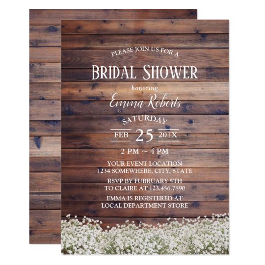 Rustic Baby's Breath Floral Barn Bridal Shower Invitation | Zazzle.com