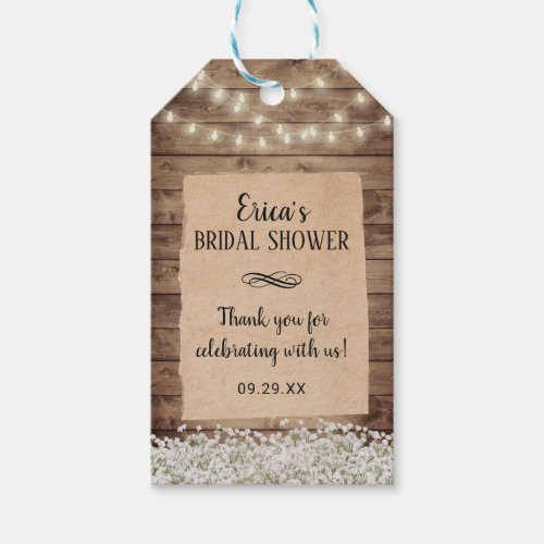 Rustic Babys Breath Floral Bridal Shower Favor Gift Tags