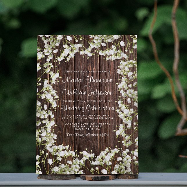 Rustic Babys Breath Floral Wedding Invitation (Creator Uploaded)