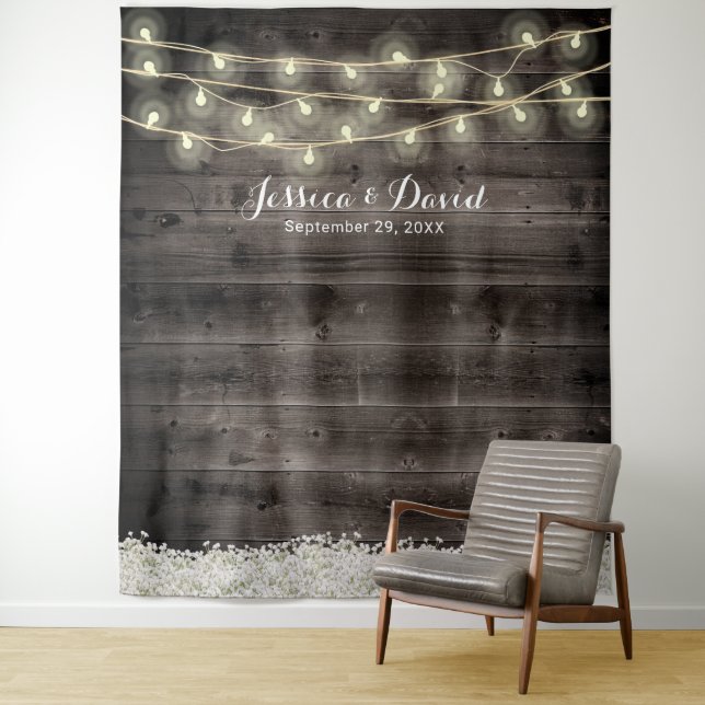 Rustic Baby's Breath Flower Barn Wedding Backdrops (In Situ)