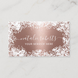 Rustic Baby's Breath Flowers Modern Rose Gold Business Card