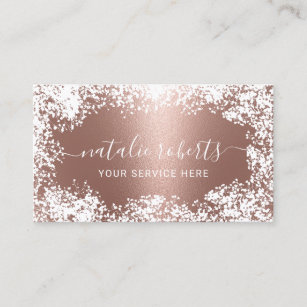 Rustic Baby's Breath Flowers Modern Rose Gold Business Card