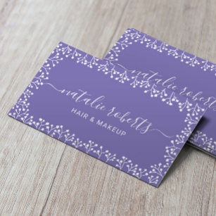 Rustic Baby's Breath Flowers Purple Salon & Spa Business Card