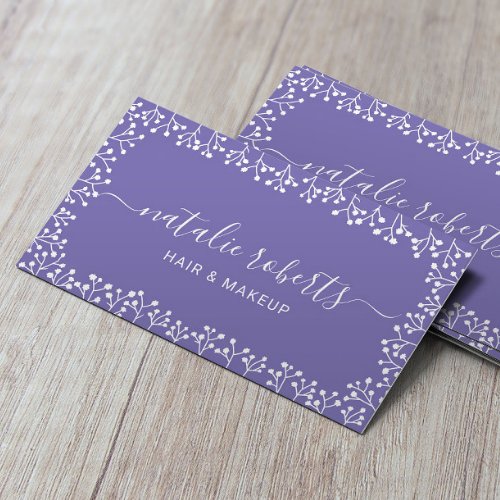 Rustic Babys Breath Flowers Purple Salon  Spa Business Card