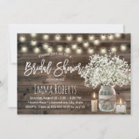 Rustic Baby's Breath Jar & Candle Bridal Shower