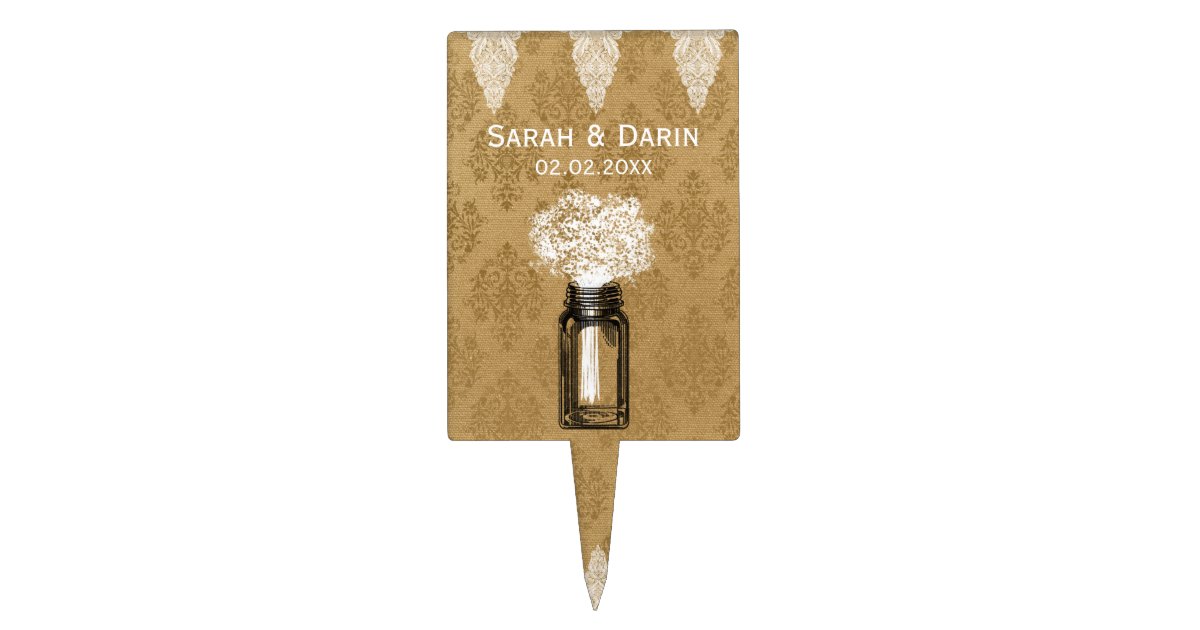 Rustic Babys Breath Mason Jar Country Wedding Cake Topper Zazzle Com