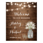 Rustic Baby's Breath Mason Jar Lights Wedding Sign