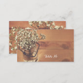 Rustic Baby's Breath Mason Jar Wedding Place Card (Front/Back)