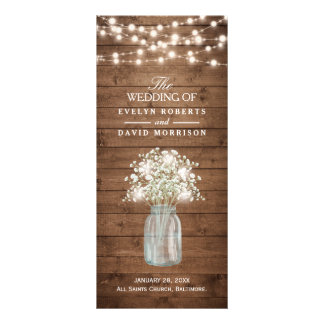 Rustic Baby's Breath Mason Jar Wedding Program