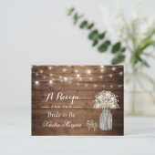 Rustic Baby's Breath String Lights Bridal Recipe Postcard (Standing Front)