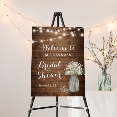 Rustic Babys Breath String Lights Bridal Shower Foam Board