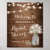 Rustic Baby's Breath String Lights Bridal Shower Poster (Front)