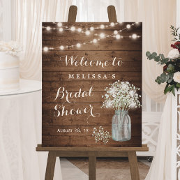 Rustic Baby&#39;s Breath String Lights Bridal Shower Poster