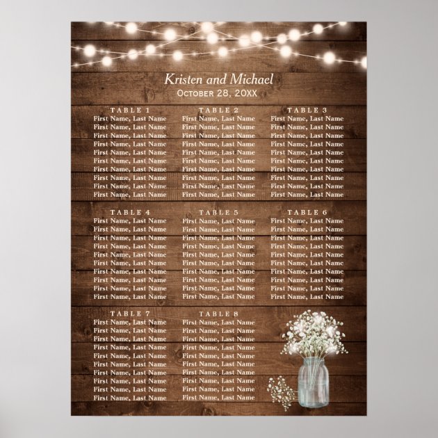 Rustic Baby's Breath String Lights Seating Chart