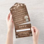 Rustic Baby's Breath String Lights Wedding All In One Invitation<br><div class="desc">These "Rustic Baby's Breath String Lights Wedding All in One Invitations" are designed with an easy to tear off perforated RSVP postcard. Just simply fold each card into the outlined shape,  and then seal and send - no envelope needed for shipping.</div>