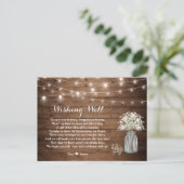 Rustic Baby's Breath String Lights Wishing Well Postcard (Standing Front)