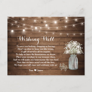 Rustic Baby's Breath String Lights Wishing Well Postcard