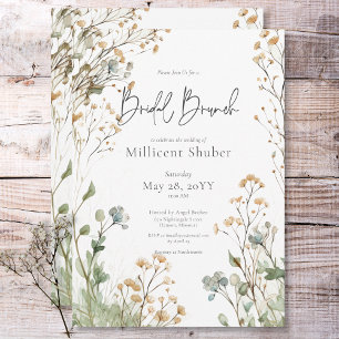 Rustic Baby's Breath Watercolor Bridal Brunch Invitation