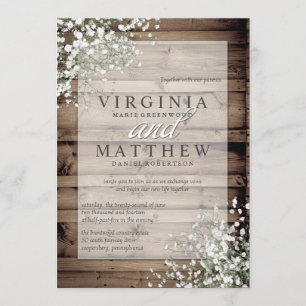 RUSTIC BABY'S BREATH WEDDING INVITATION