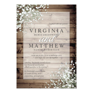 RUSTIC BABY'S BREATH WEDDING INVITATION