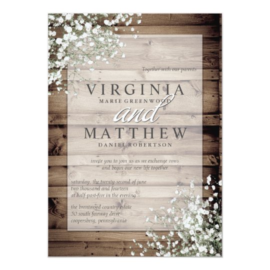 RUSTIC BABY'S BREATH WEDDING INVITATION