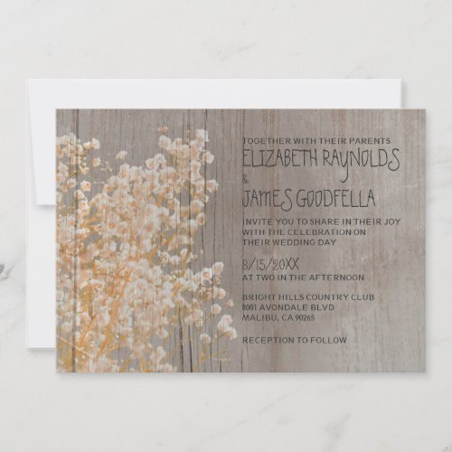 Rustic Baby's Breath Wedding Invitations