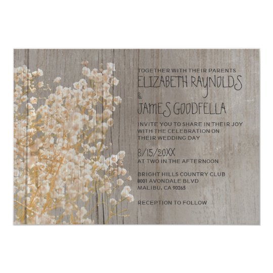 Rustic Baby's Breath Wedding Invitations