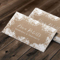 Rustic Baby's Breath Wedding Portrait Photography Business Card