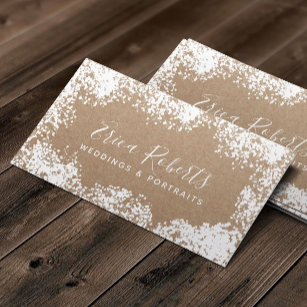 Rustic Baby's Breath Wedding Portrait Photography Business Card