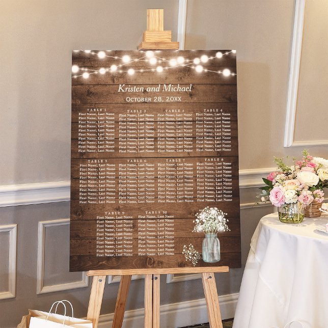Rustic Baby's Breath Wedding Seating Chart Foam Board (Creator Uploaded)