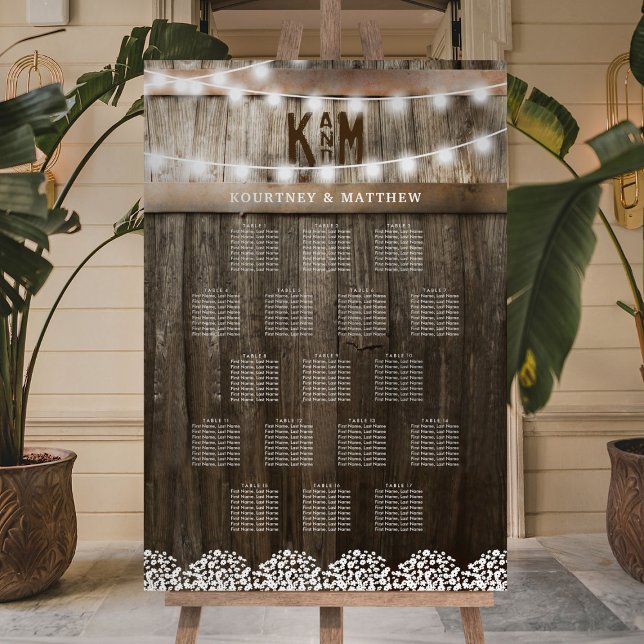 Rustic Babys Breath Wedding Seating Chart Foam Board (Creator Uploaded)