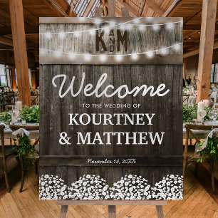 Rustic Babys Breath Wedding Welcome Foam Board