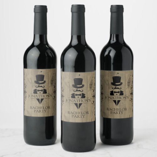 Rustic Bachelor Party Wine Label