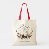 rustic bachelorette bride to be floral antlers tote bag (Back)