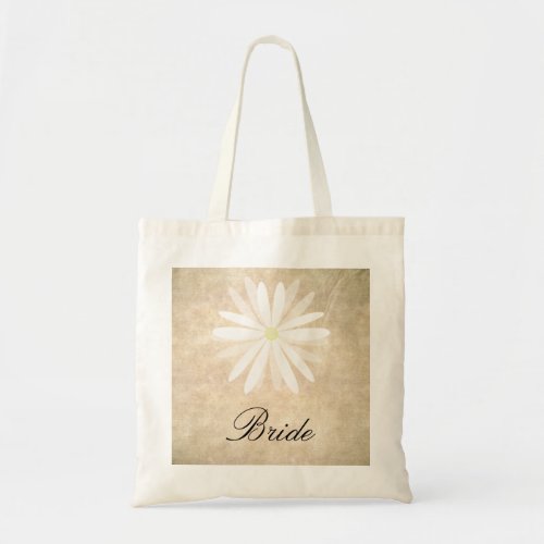 Rustic Background with White Daisy Bride Tote Bag