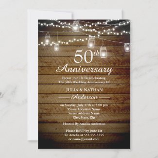 Rustic Backyard 50th Anniversary Invitation