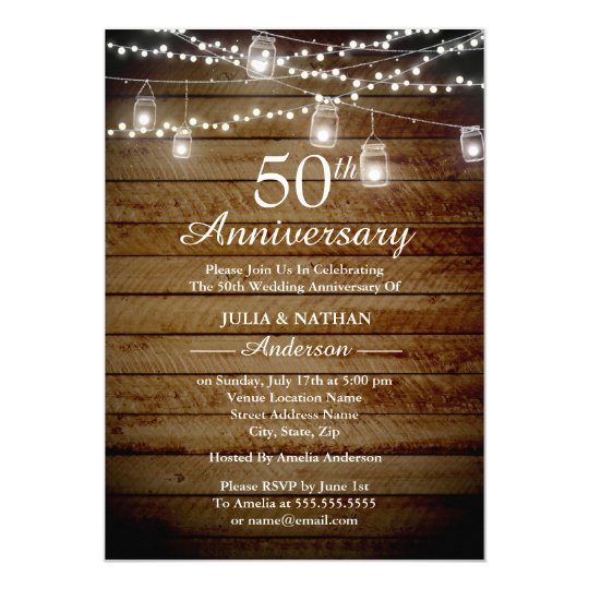  Rustic  Backyard 50th  Anniversary  Invitation  Zazzle com