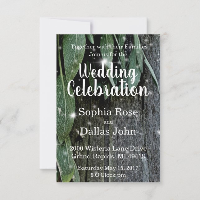 Rustic backyard barn wood and herbs Wedding Invitation (Front)