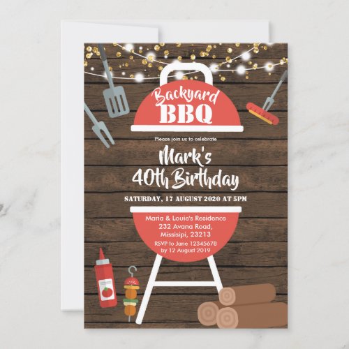 Rustic Backyard BBQ Birthday Invitation