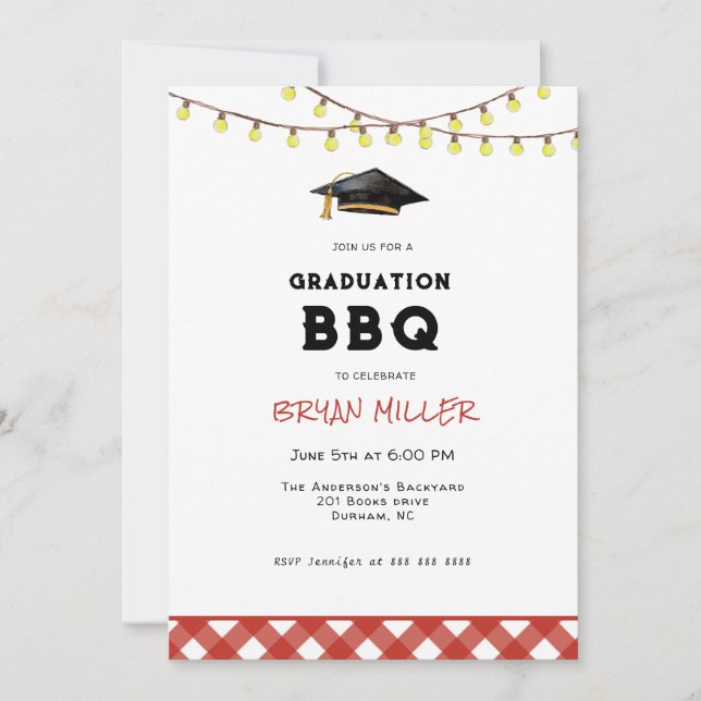 Rustic Backyard BBQ Graduation party  Invitation (Front)