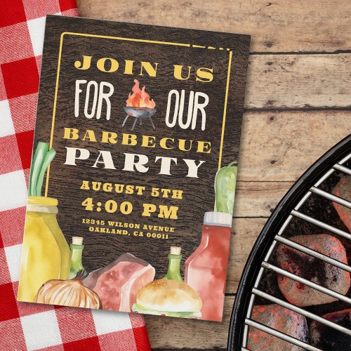 Rustic Backyard BBQ Summer Party Invitation