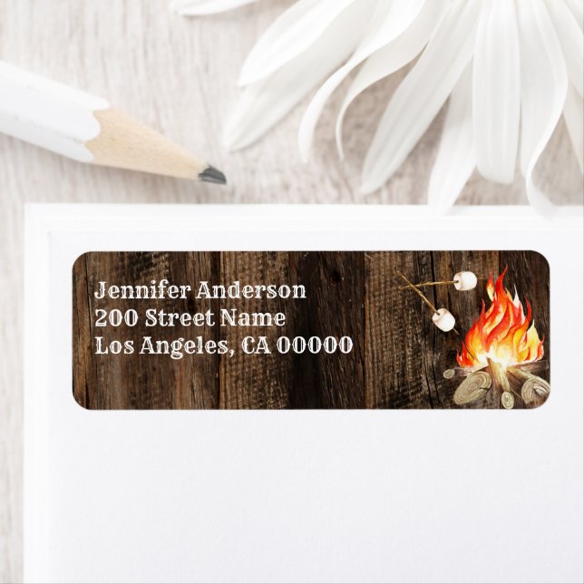 Rustic Backyard Bonfire Party Label (Insitu)