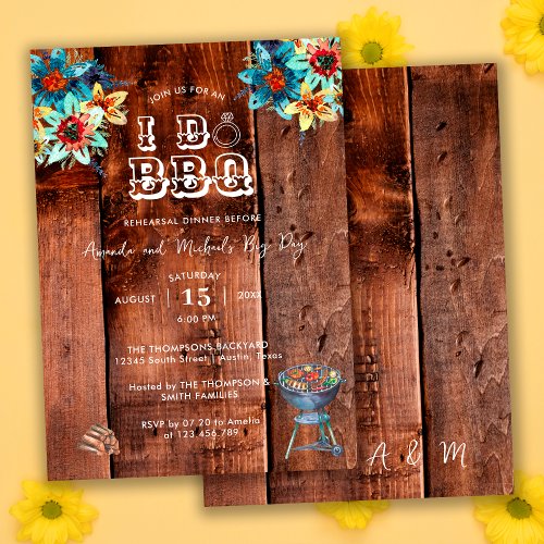 Rustic Backyard Couples I Do BBQ Rehearsal Dinner Invitation