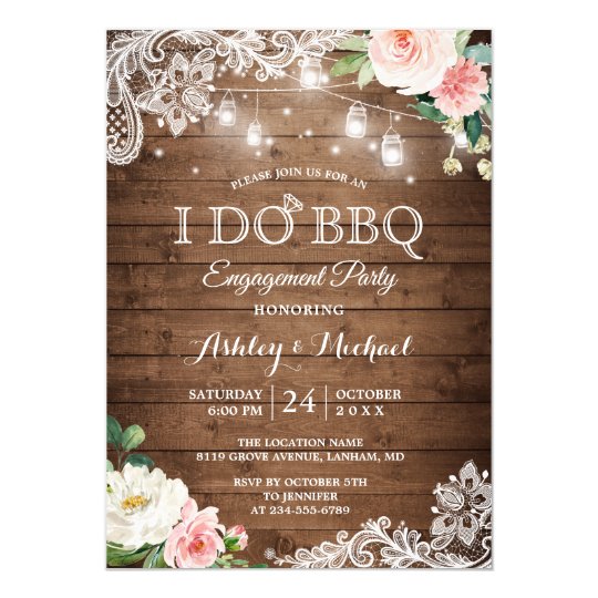 Rustic Backyard I Do Bbq Engagement Party Invitation Zazzle Com