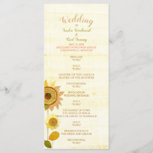 Rustic Backyard Sunflowers Wedding Program