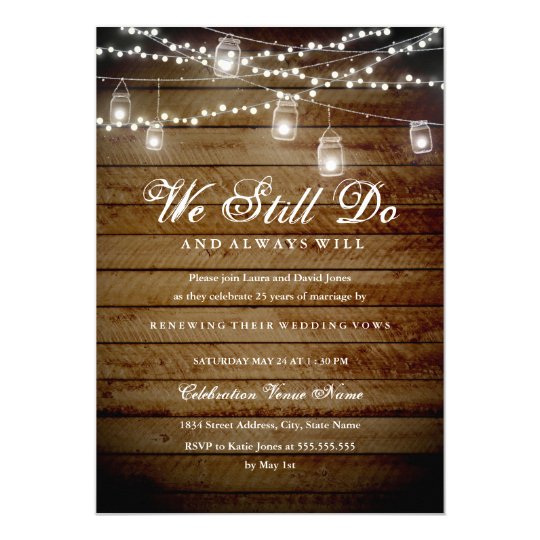 Rustic Backyard Vow Renewal Anniversary Invitation | Zazzle.com