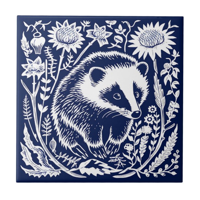 Rustic Badger Ceramic Ceramic Tile (Front)