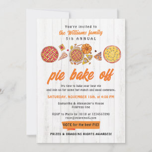 Rustic Bake Off Cook Off Friendsgiving Pumpkin Pie Invitation